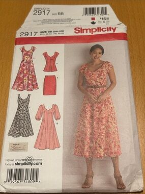 New uncut Simplicity sewing pattern 2917 women’s dress, top, skirt